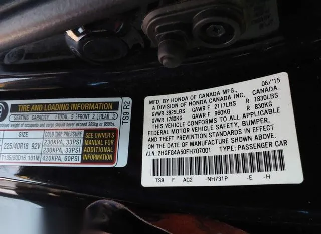 2HGFG4A50FH707001 2015 2015 Honda Civic- SI 9