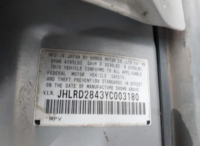 JHLRD2843YC003180 2000 2000 Honda CR-V- LX 9