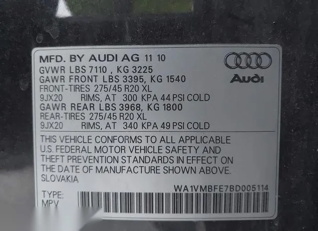 WA1VMBFE7BD005114 2011 2011 Audi Q7- 3-0 Tdi Premium 9