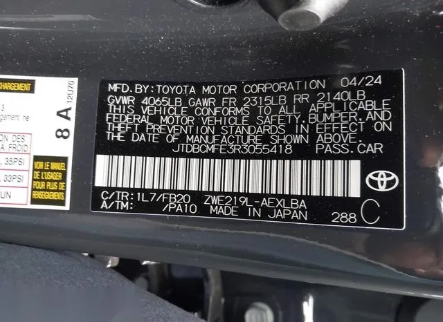 JTDBCMFE3R3055418 2024 2024 Toyota Corolla- Hybrid Le 9