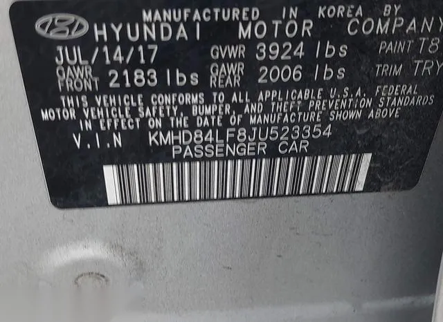 KMHD84LF8JU523354 2018 2018 Hyundai Elantra- Sel 9