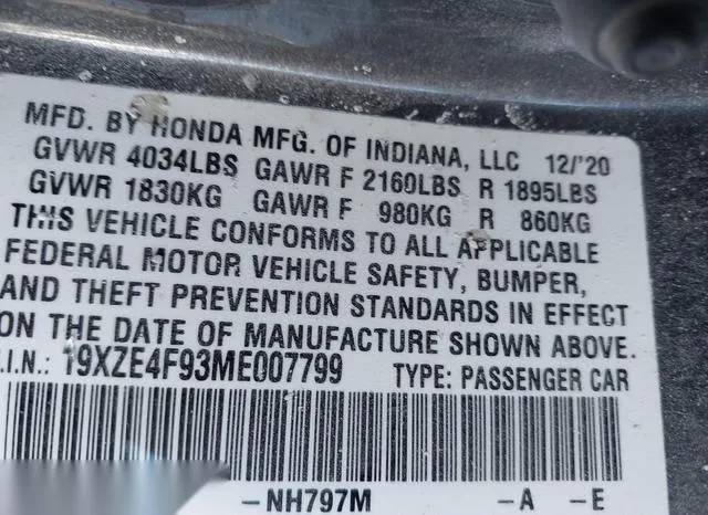 19XZE4F93ME007799 2021 2021 Honda Insight- Touring 9