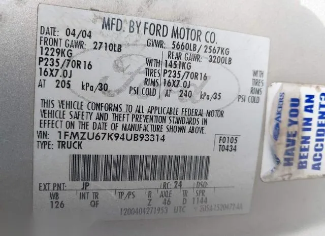 1FMZU67K94UB93314 2004 2004 Ford Explorer- Sport Trac Adren 9