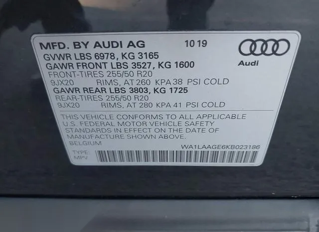 WA1LAAGE6KB023186 2019 2019 Audi E-Tron- Premium Plus 9