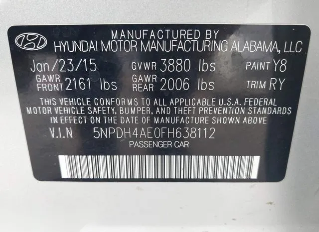 5NPDH4AE0FH638112 2015 2015 Hyundai Elantra- SE 9