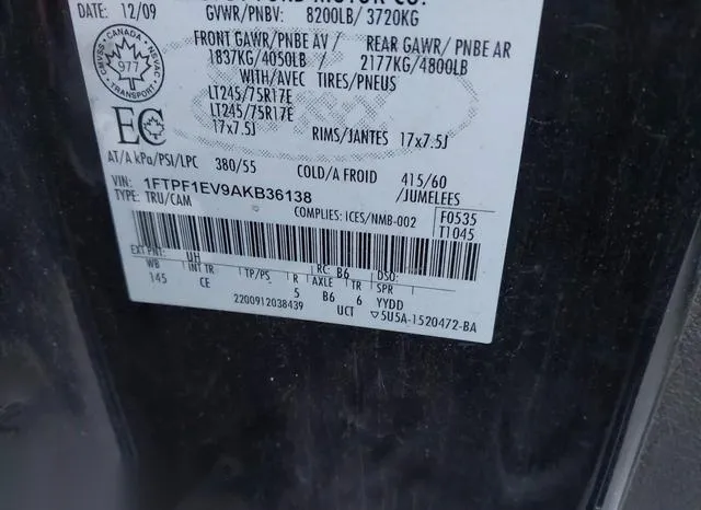 1FTPF1EV9AKB36138 2010 2010 Ford F-150- Xl/Xlt 9