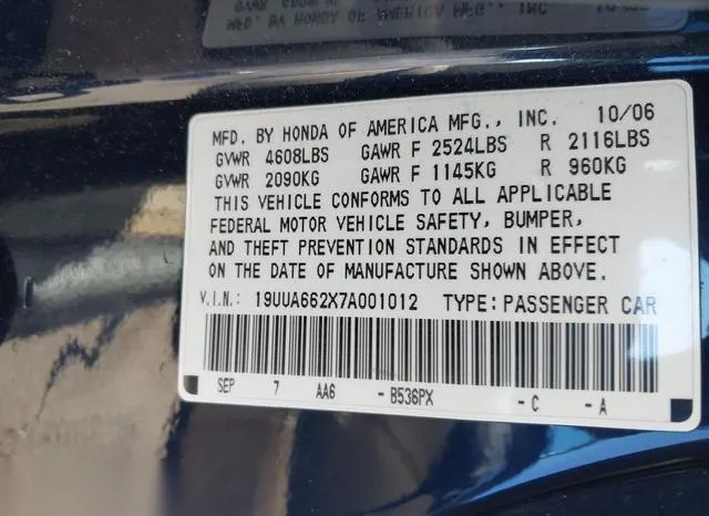 19UUA662X7A001012 2007 2007 Acura TL- 3-2 9