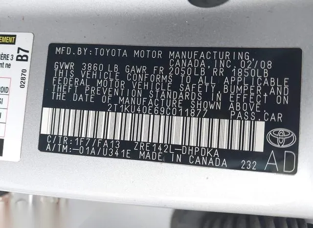 2T1KU40E69C011877 2009 2009 Toyota Matrix 9