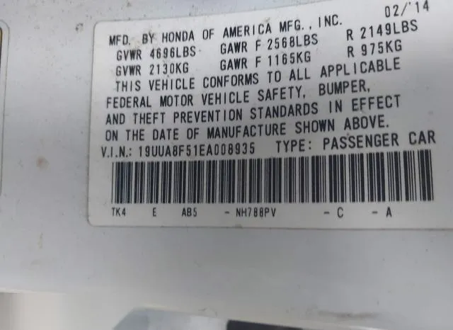 19UUA8F51EA008935 2014 2014 Acura TL- 3-5 9