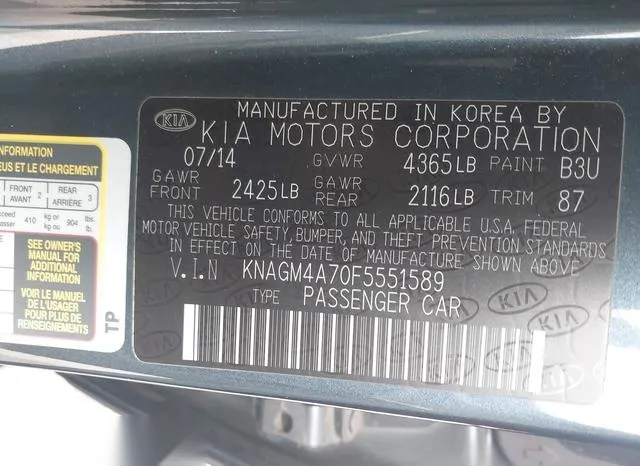 KNAGM4A70F5551589 2015 2015 KIA Optima- LX 9