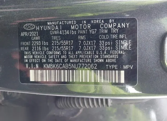 KM8K6CAB5NU772062 2022 2022 Hyundai Kona- Sel 9