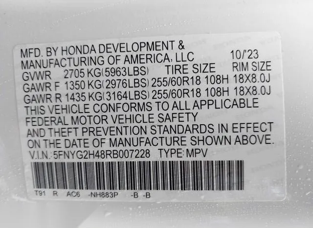 5FNYG2H48RB007228 2024 2024 Honda Pilot- Ex-L 9