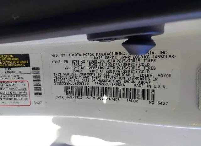 5TENX22N55Z106375 2005 2005 Toyota Tacoma 9