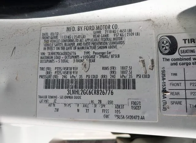 3LNHL2GC6CR826776 2012 2012 Lincoln MKZ 9