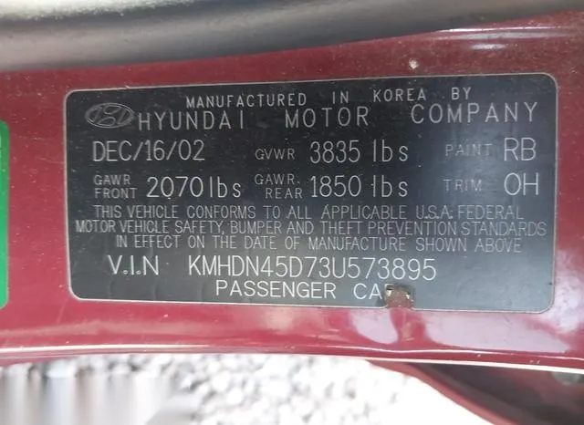 KMHDN45D73U573895 2003 2003 Hyundai Elantra- Gls/Gt 9