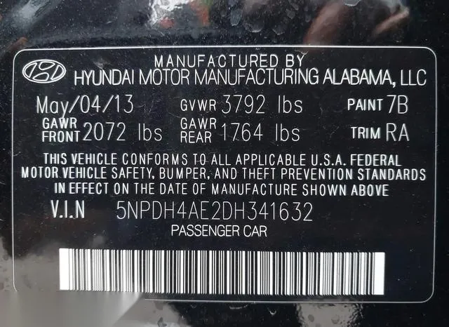 5NPDH4AE2DH341632 2013 2013 Hyundai Elantra- Gls 9