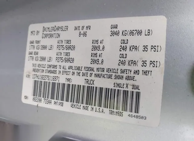 1D7HU18227S116971 2007 2007 Dodge RAM 1500- Slt/Trx4 Off Ro 9