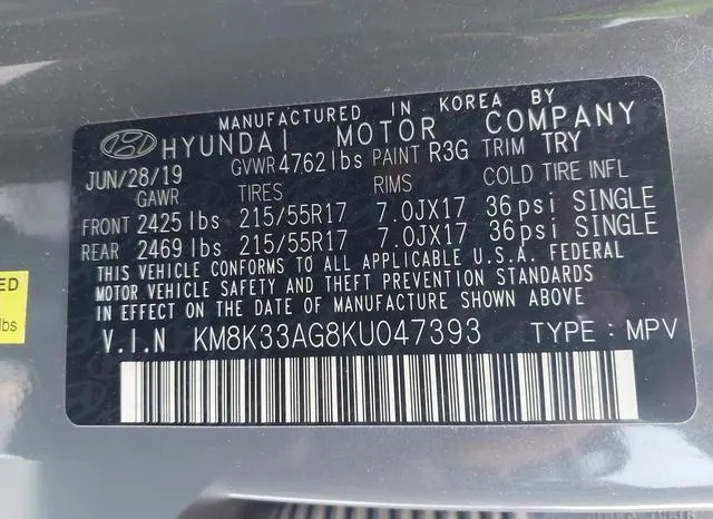 KM8K33AG8KU047393 2019 2019 Hyundai Kona- EV Limited 9