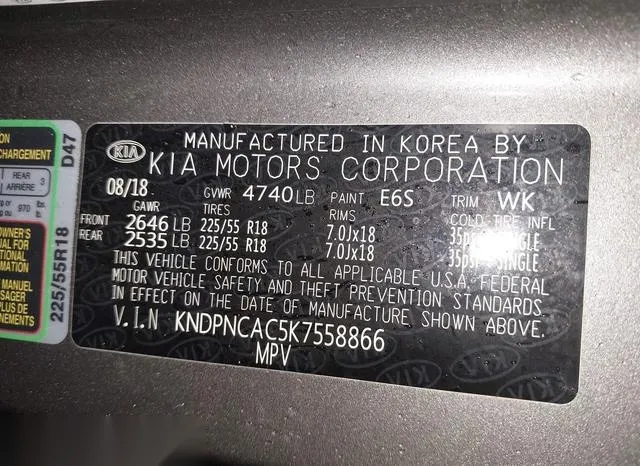 KNDPNCAC5K7558866 2019 2019 KIA Sportage- EX 9