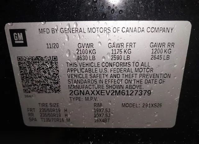 2GNAXXEV2M6127379 2021 2021 Chevrolet Equinox- Awd Premier 9