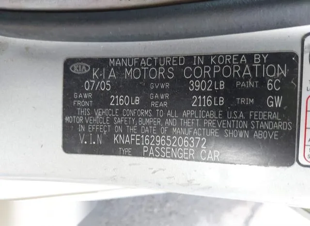 KNAFE162965206372 2006 2006 KIA Spectra- 5 Door 9