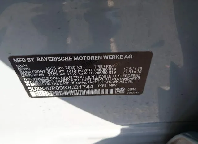 5UX83DP09N9J31744 2022 2022 BMW X3- M40I 9