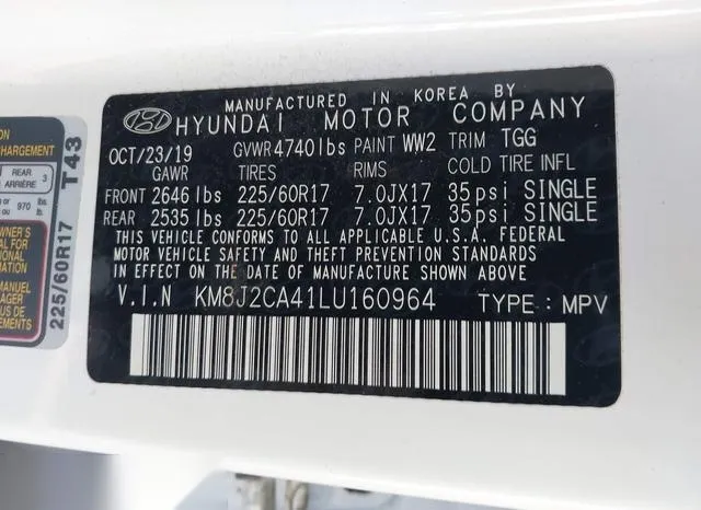 KM8J2CA41LU160964 2020 2020 Hyundai Tucson- SE 9