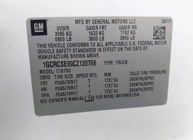 1GCRCSE09CZ120768 2012 2012 Chevrolet Silverado 1500- LT 9