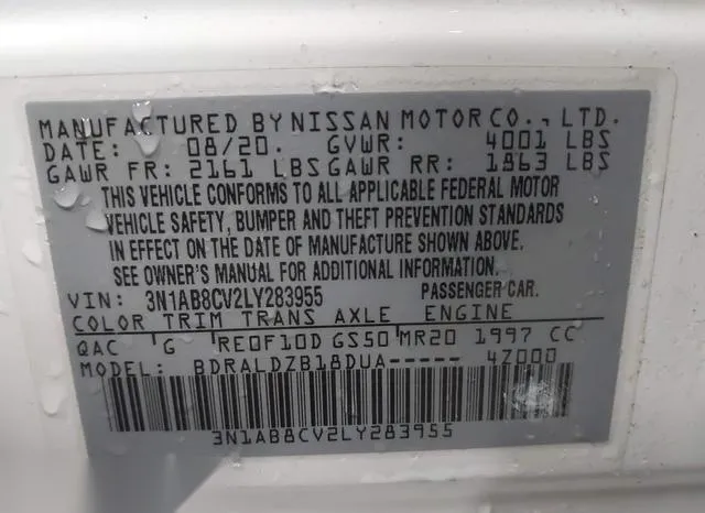 3N1AB8CV2LY283955 2020 2020 Nissan Sentra- Sv Xtronic Cvt 9