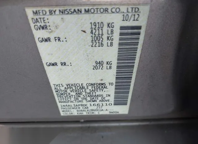 1N4AL3AP8DC166110 2013 2013 Nissan Altima- 2-5 S 9