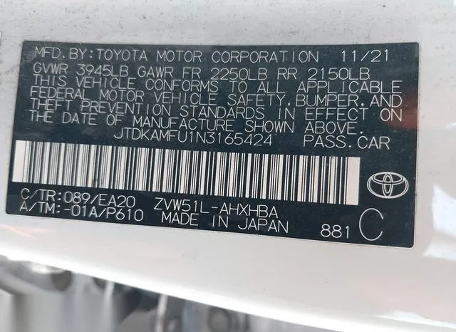 JTDKAMFU1N3165424 2022 2022 Toyota Prius- Xle 9