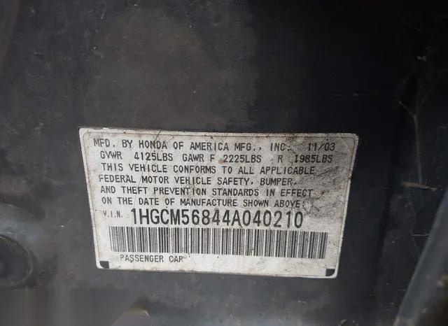 1HGCM56844A040210 2004 2004 Honda Accord- 2-4 EX 9