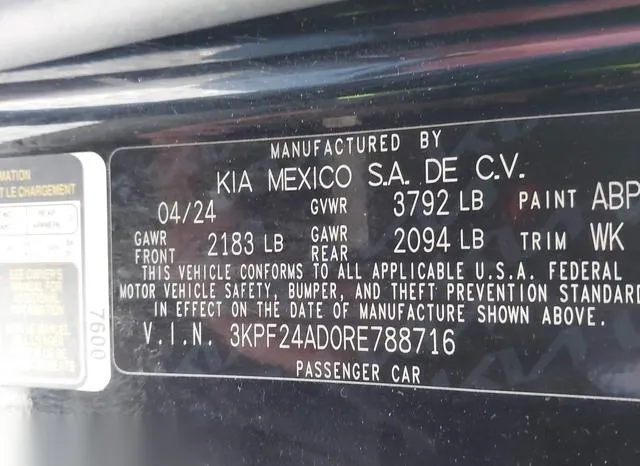 3KPF24AD0RE788716 2024 2024 KIA Forte- LX 9