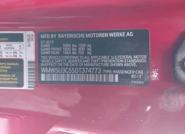 WMWSU3C55DT374773 2013 2013 Mini Hardtop- Cooper 9