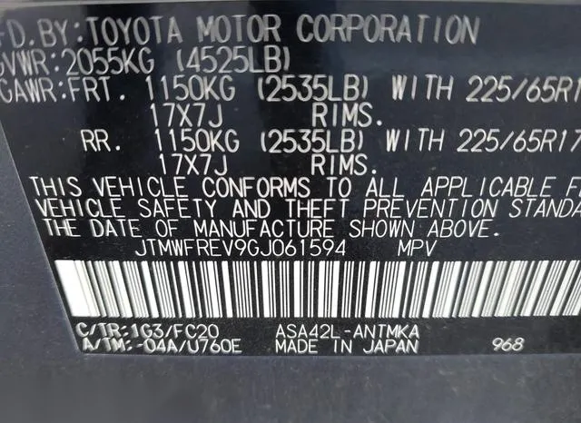 JTMWFREV9GJ061594 2016 2016 Toyota RAV4- Xle 9