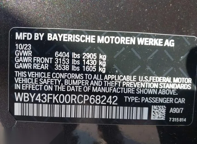 WBY43FK00RCP68242 2024 2024 BMW I5- M60 9