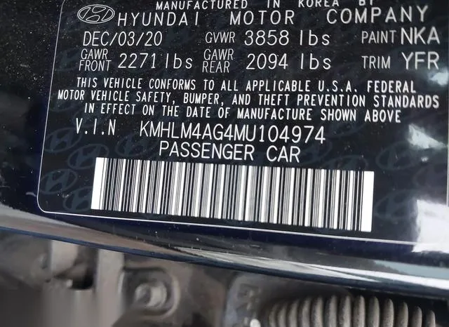 KMHLM4AG4MU104974 2021 2021 Hyundai Elantra- Sel 9