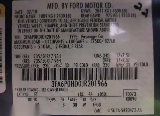 3FA6P0HD0JR201966 2018 2018 Ford Fusion- SE 9