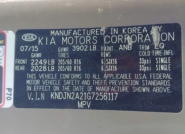 KNDJN2A21G7256117 2016 2016 KIA Soul 9