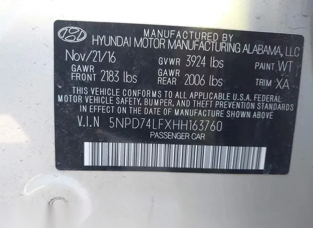 5NPD74LFXHH163760 2017 2017 Hyundai Elantra- SE 9