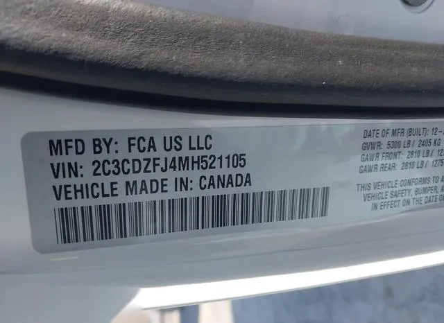 2C3CDZFJ4MH521105 2021 2021 Dodge Challenger- R/T Scat Pack 9