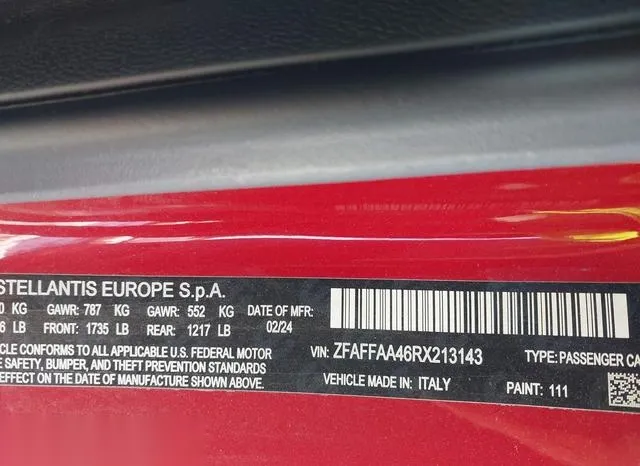 ZFAFFAA46RX213143 2024 2024 Fiat 500- E Inspi-red- Fwd 9