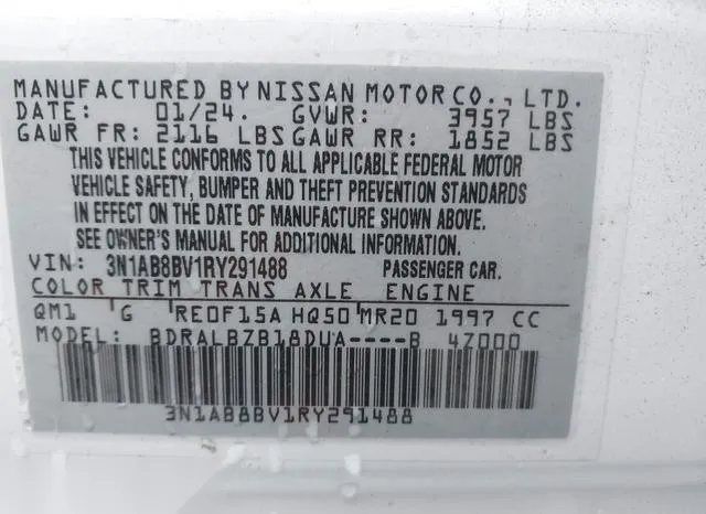 3N1AB8BV1RY291488 2024 2024 Nissan Sentra- S Xtronic Cvt 9