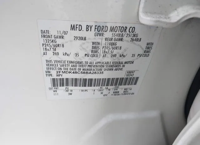 2FMDK48C58BA28335 2008 2008 Ford Edge- Sel 9