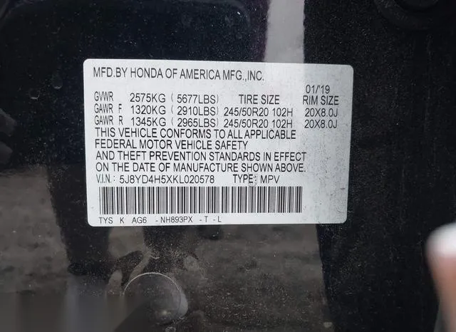 5J8YD4H5XKL020578 2019 2019 Acura MDX- Tech Pkg 9