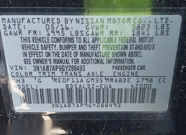 3N1AB7AP9GY288493 2016 2016 Nissan Sentra- SV 9