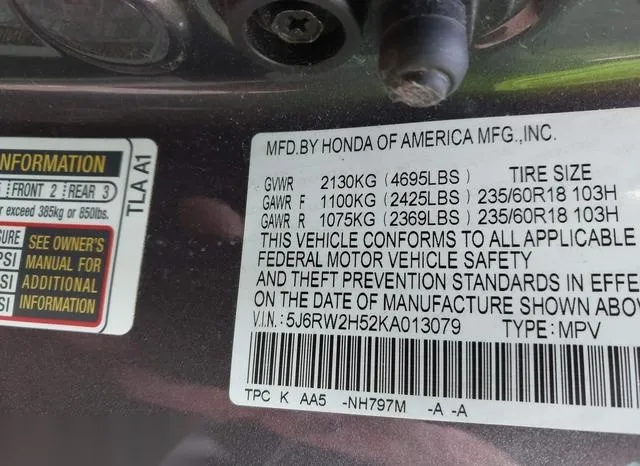 5J6RW2H52KA013079 2019 2019 Honda CR-V- EX 9