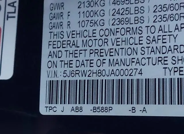 5J6RW2H80JA000274 2018 2018 Honda CR-V- Ex-L/Ex-L Navi 9