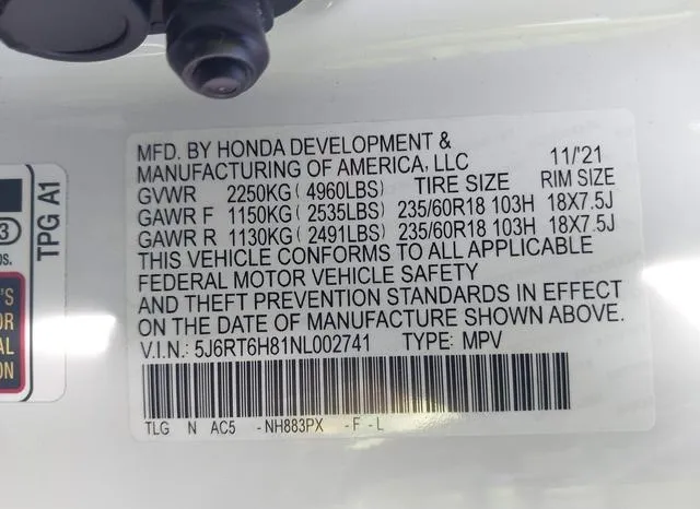 5J6RT6H81NL002741 2022 2022 Honda CR-V- Hybrid Ex-L 9