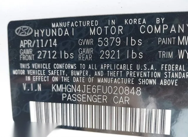 KMHGN4JE6FU020848 2015 2015 Hyundai Genesis- 3-8 9